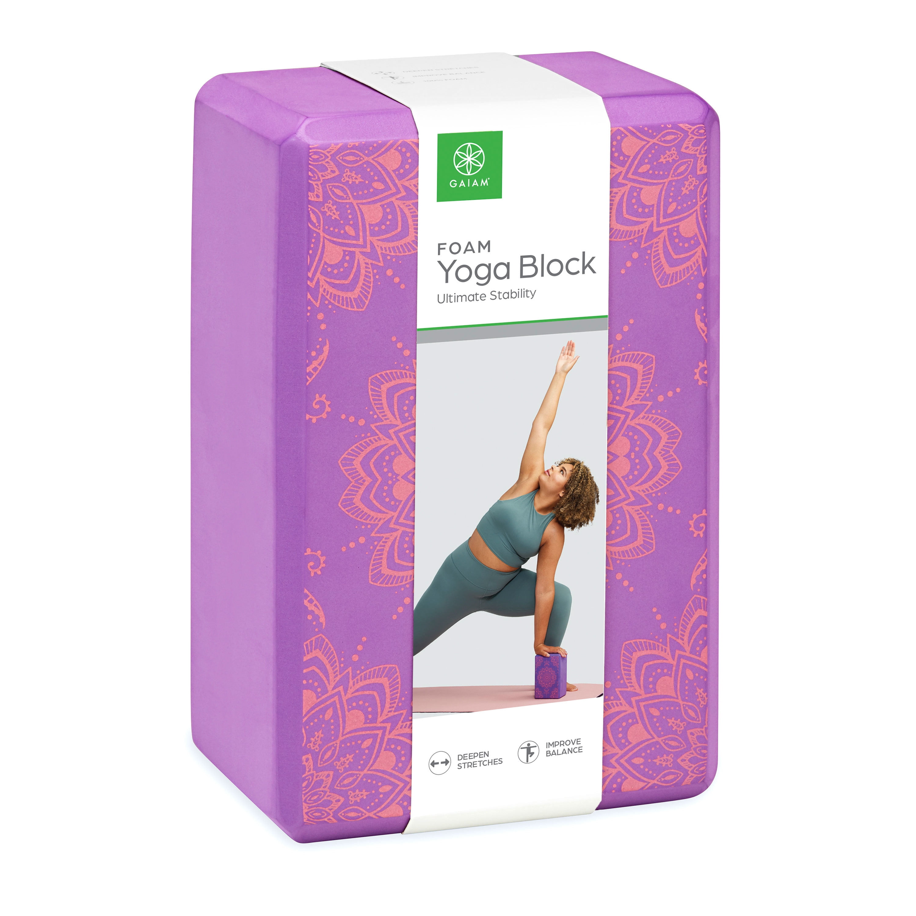 Gaiam Printed Fashion Yoga Block, Made from Sturdy Foam, Pink