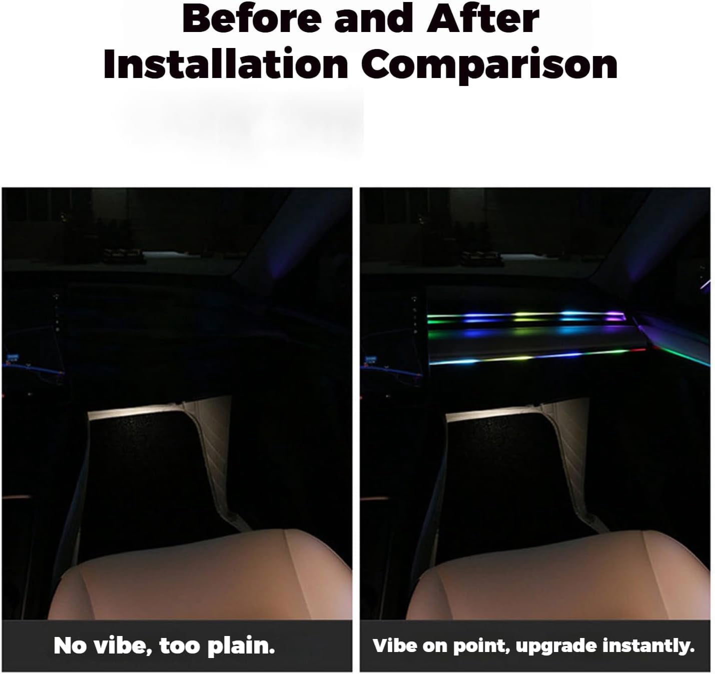 Road Glow Interior Lights, RoadGlow Interior Lights - Universal for All Vehicles/Customizable Colors/Remote Control/Music Sync/App Control, Road Glow LED Lights Interior (43.3 in * 1)