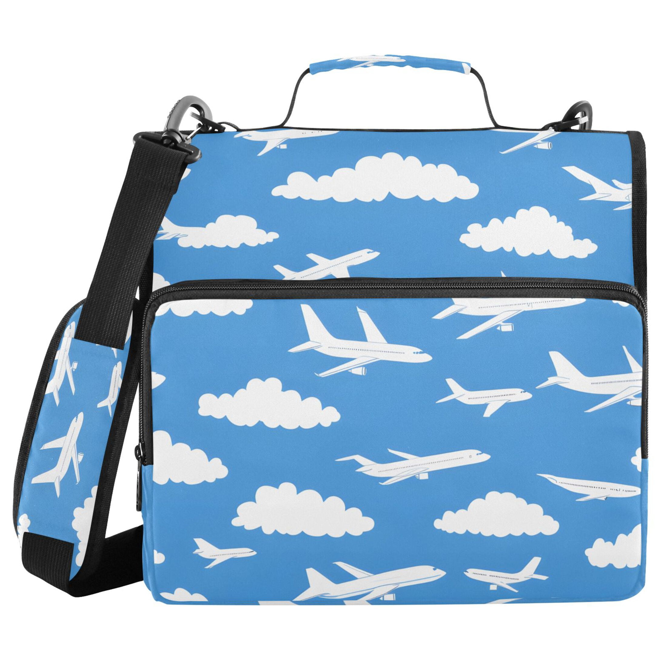 ALAZA Zipper Binder Clouds Airplane 3 Ring Trapper Keeper File Folder Organizer Bag
