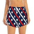 thumbnail image 2 of Xecao's Patriotic Star for a double-layer running short for women, perfect for gym, tennis, and more, featuring a convenient pocket., 2 of 9