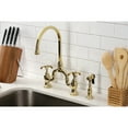 thumbnail image 2 of Kingston Brass KS7792TXBS French Country Bridge Kitchen Faucet with Brass Side Sprayer, Polished Brass, 2 of 8