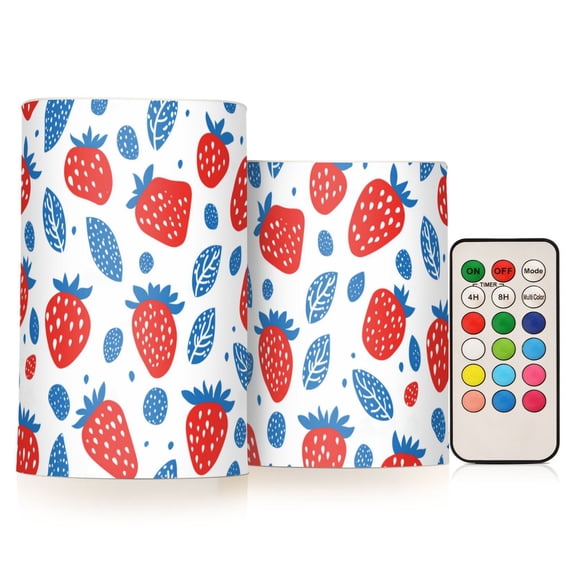 Yayeee Flameless Candles with Remote Flickering Battery Operated Multi Color Changing, Playful Strawberries