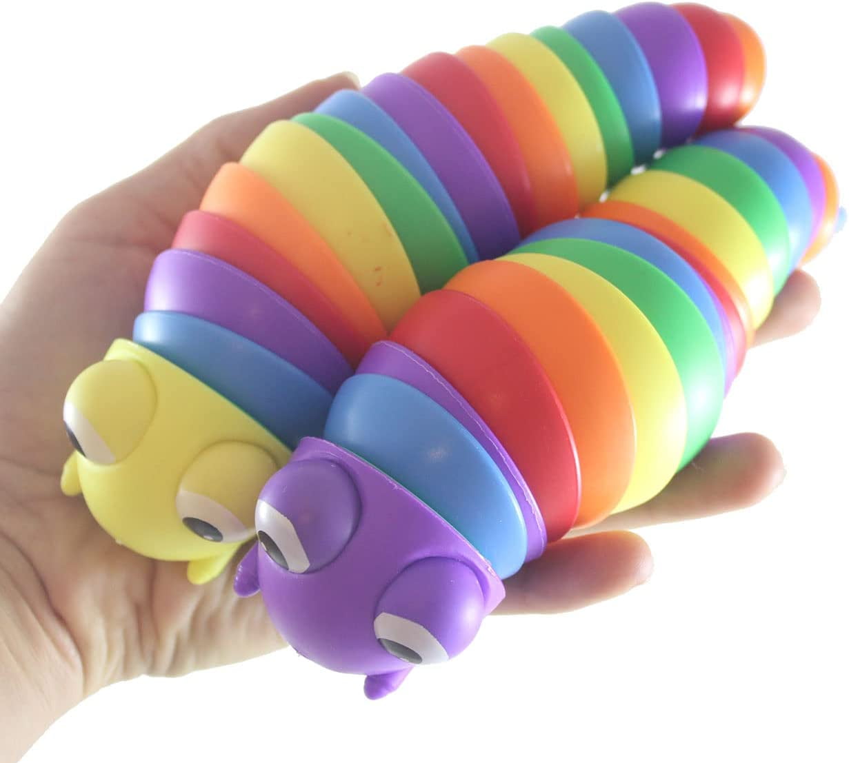 Set of 2 Fidget Caterpillars - Large Articulated Jointed Moving Slug ...