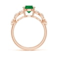 thumbnail image 2 of Angara Natural 1.2 Ct. Emerald with Diamond Vintage Inspired Ring in 14K Rose Gold for Women (Ring Size: 3), 2 of 10