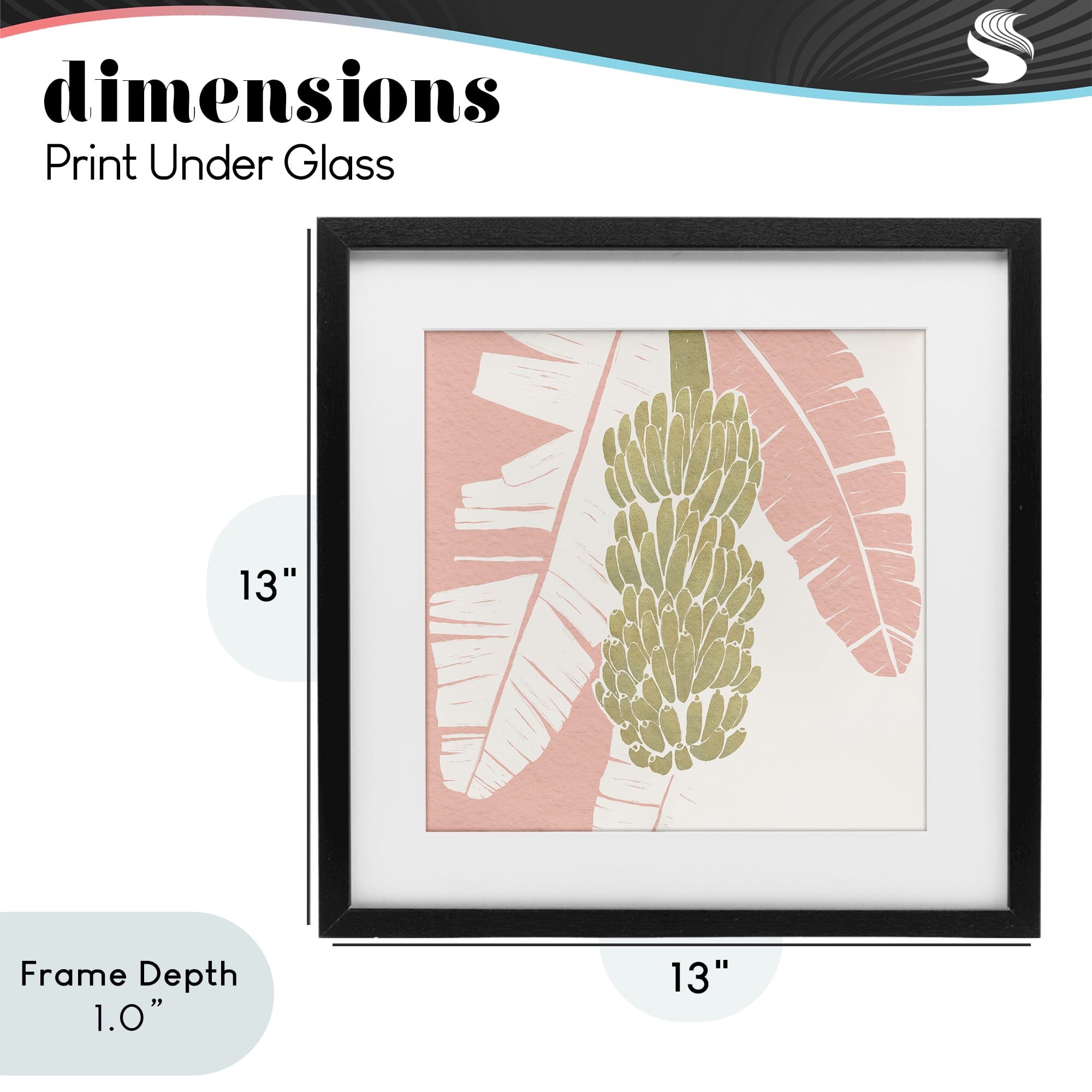 Stupell Industries Banana Bunch Amid Pink Leaves Black Framed Print Under Glass, design by Yuyu Pont
