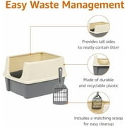 Large Cat Litter Box with High Sides, Open Top for Easy Access, Includes Scoop with Storage, 19