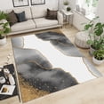 thumbnail image 2 of Black White Gold Marble Texture Area Rug, Simple Art Modern Indoor Non-Slip Kids Rug, Machine Washable Breathable Durable Carpet for Living Room Bedroom Study Dining Decor Mat 4x5ft, 2 of 6