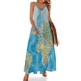 thumbnail image 1 of Vestido con mapa del Viejo Mundo, vestido largo moderno con mapa antiguo, cuello en V, estilo bohemio, para playa, tirantes, moda urbana, vestidos de gran tamaño, 1 of 7