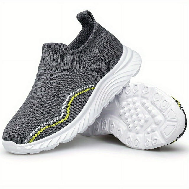 FNNMNNR Boys Mid-Top Striped Socks Shoes - Lightweight Breathable Pull-On Design for Comfortable Walking - Perfect for Spring and Summer All-Season Wear