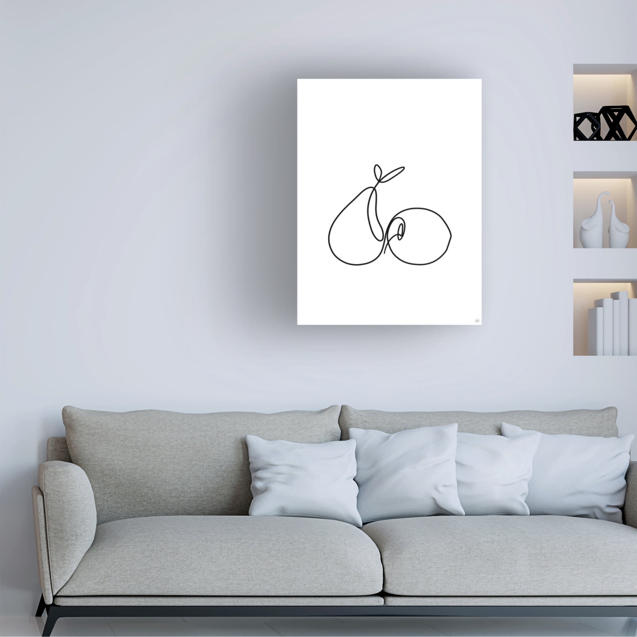 Canvas Wall Art - Line and Brush 'Still Life Pear and Apple' Wall Art for Living Room, Bedroom, or Office Décor by Trademark Fine Art - 18 x 24 Inches