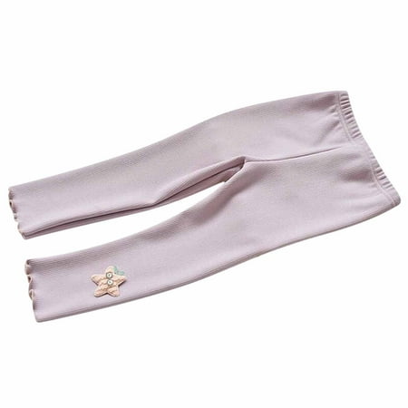 

JWZUY (1-7 Years)Toddler Girls Cotton Fleece Lined Leggings Pants Winter Elastic Waist Cute 3D Stars Trim Warm Soft Trouser Purple 5-6 Years