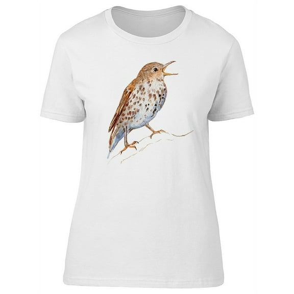 Cute Brown Watercolor Bird T-Shirt Women -Image by Shutterstock, Female Small
