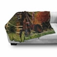thumbnail image 3 of Fall Soft Flannel Fleece Throw Blanket, Rustic Cabin Rusty Tractor Country Cottage House Seasonal Colors US Flag Loyalty, Cozy Plush for Indoor and Outdoor Use, 60" x 80", Multicolor, by Ambesonne, 3 of 6