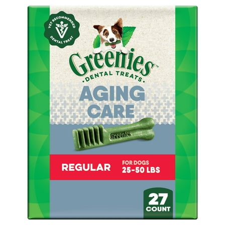Greenies Aging Care Adult Natural Dental Dog Treats Regular Size, 27 oz Pack (27 Count)