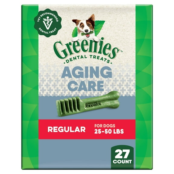 Greenies Aging Care Adult Natural Dental Dog Treats Regular Size, 27 oz Pack (27 Count)