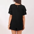 thumbnail image 4 of Two Piece Sets for Women 2026 Spring Summer Ruffle Sleeve Lounge Matching Shorts Set Casual Beach Vacation Clothes Black S, 4 of 7