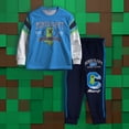 thumbnail image 4 of Minecraft Creeper Boys 2-Piece Jersey Set, Long Sleeve Active Mesh T-Shirt & Jogger Pants Bundle for Kids (Sizes 4-16), 4 of 10
