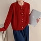 thumbnail image 2 of Suéter de punto con cable retro literario de estilo perezoso de otoño e invierno, cárdigan de punto con botones dorados de estilo suave de estilo coreano de alta gama para mujer, 2 of 5