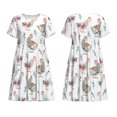 thumbnail image 3 of Bixox Robe d'Été à Manches Courtes pour Femmes Robe Ample Longueur Genou avec Poches-Dunny Chicken, 3 of 7
