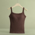 thumbnail image 3 of Tank Tops For Women Solid Color With Chest Pad Bra One Tank Top Sling Camisole Tops For Women, 3 of 6
