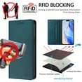 thumbnail image 4 of Wallet Case For iPhone 15 Pro 6.1inch, [RFID Blocking] PU Leather Magnetic Folio with 2 Card Slot Kickstand Flip Cover Shockproof Phone Case,Dark Green,For iPhone 15 Pro, 4 of 8