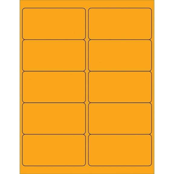 Box Partners Rectangle Laser Labels 4" x 2" Fluorescent Orange 1000/Case LL178OR