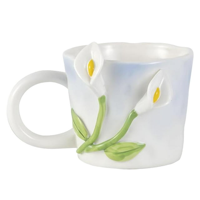 HAOMONZEN Embossed Ceramic Cups Handmade Large Coffee Cups Ceramic Coffee Cups Embossed Coffee Cups for Hot Or Cold Coffee Cereal Lattes for Hot Drinks/Cold Cups Sale