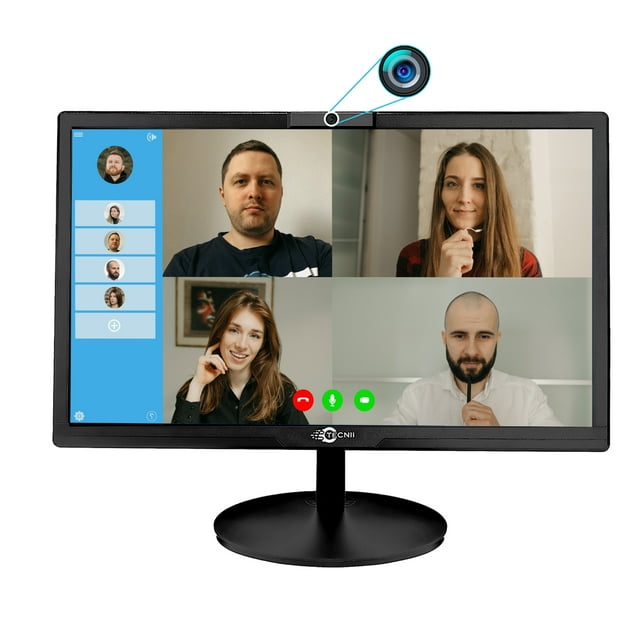 Tecnii 20' Inch Monitor with Built-In Webcam, Mic & Speaker for Video Conferencing, Black