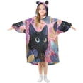 thumbnail image 5 of BZSMCE Wearable Blanket Hoodie Fashion Floral Black Cat Home Wear, 5 of 7