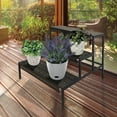 thumbnail image 2 of 3-Tier Straight Plant Stand – Black Powder-Coated Steel, Indoor & Outdoor Decorative Display Shelf, 2 of 5