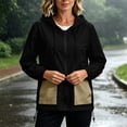 thumbnail image 7 of vdgthytj Rain Jacket Women Long Sleeve Full Zip Color Block Hooded Waterproof Fall Outdoor Outerwear with Pockets(XX-Large,Khaki), 7 of 7