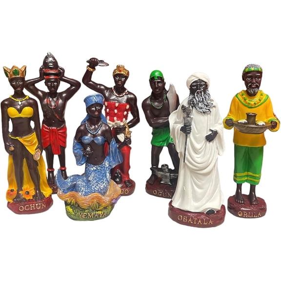 Statues Set of 7pc Orisha African Powers Estatua Orisha Saints Sculpture