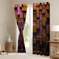 thumbnail image 3 of Feelyou Vintage Pixelate Miner Blackout Curtains Set of 2 (52x84 Each), Honeycomb Square Window Curtains, Chic Lattice Abstract Curtains and Drapes, Blackout Curtains Room Decor, 3 of 6