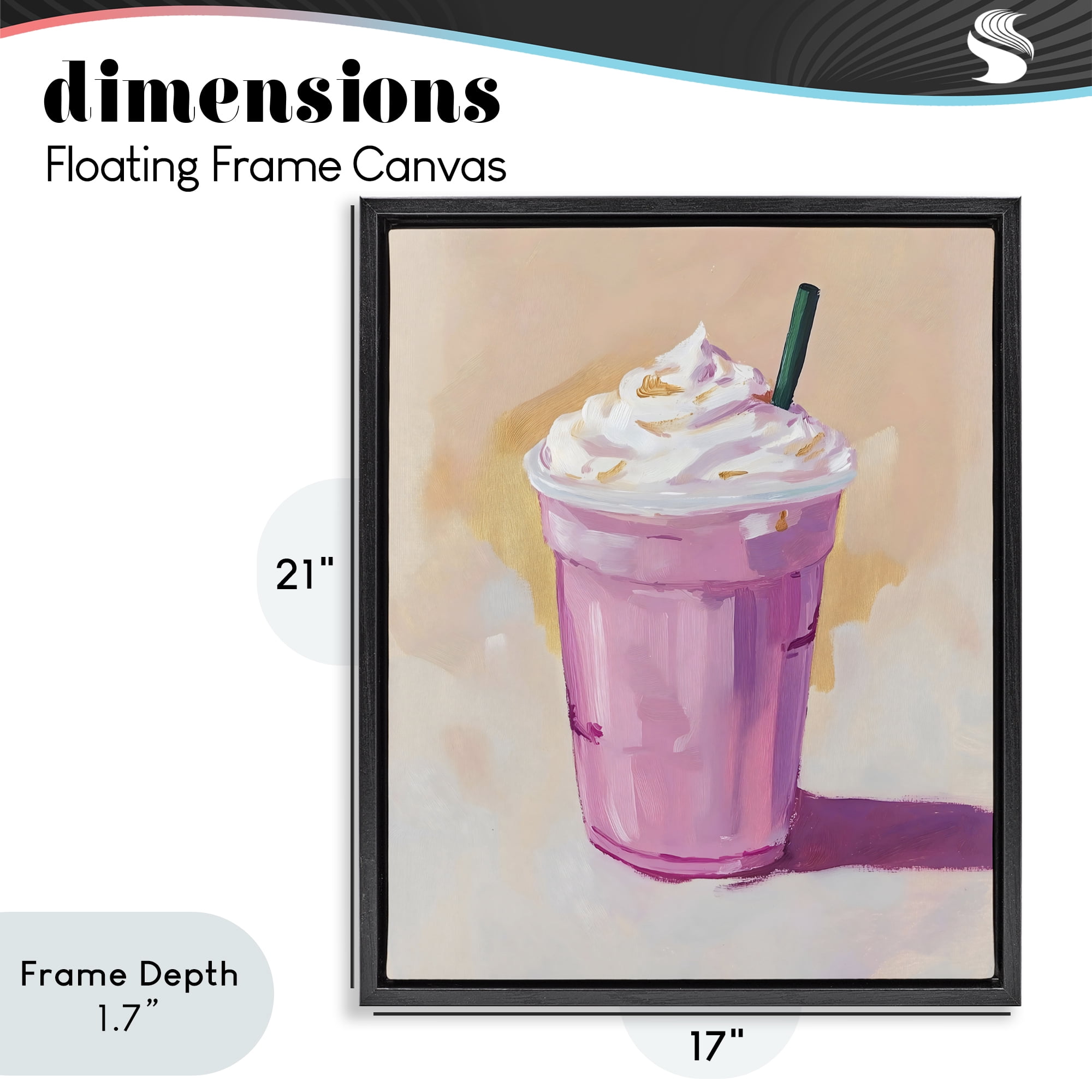 Stupell Industries Pink Strawberry Shake Black Framed Floater Canvas Wall Art, design by The Prints Vibe