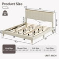 thumbnail image 6 of Bestier King Platform Bed with Adjustable Storage Headboard Shelf, LED Corduroy Upholstered Bed Frame, Cream, 6 of 10