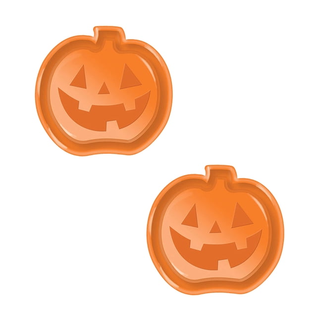 Orange Bat Design Ceramic Tray Set Of 2 Plastic Halloween Snack Dish For Candy Jewelry Display Party Table Decor Serving Accessory Orange