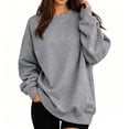thumbnail image 3 of UDAUDU Womens Oversized Sweatshirts Hoodies Fleece Crewneck Comfortable Sweaters Casual Tops 2026 Fall Fashion Outfits Winter Clothes Dark Gray XL, 3 of 9