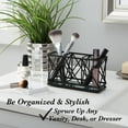 thumbnail image 5 of Home Details 3 Compartment Mirror Bottom Cosmetic Brush Pencil Holder, Steel, Matte Black, 5 of 6