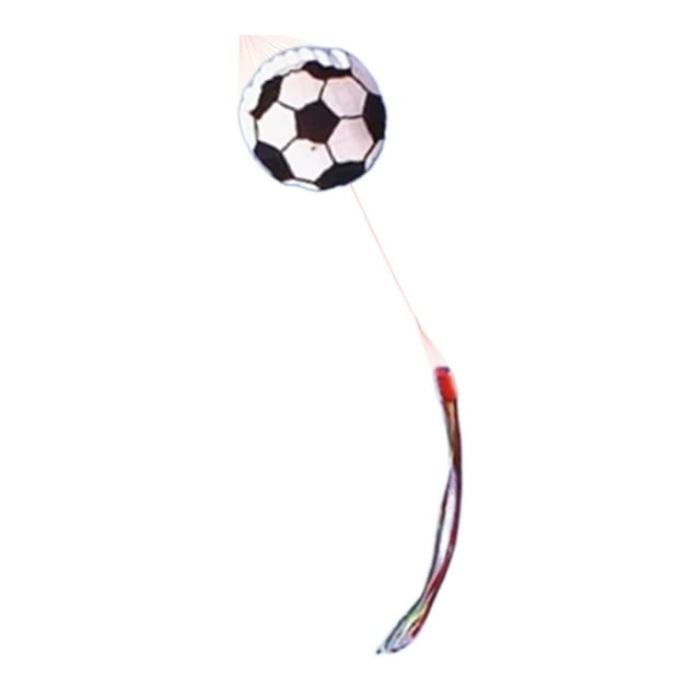 Cometa de pelota de fútbol de gran tamaño de 4,9 pies con cola larga, juego de actividad con juguete de cuerda Blanco