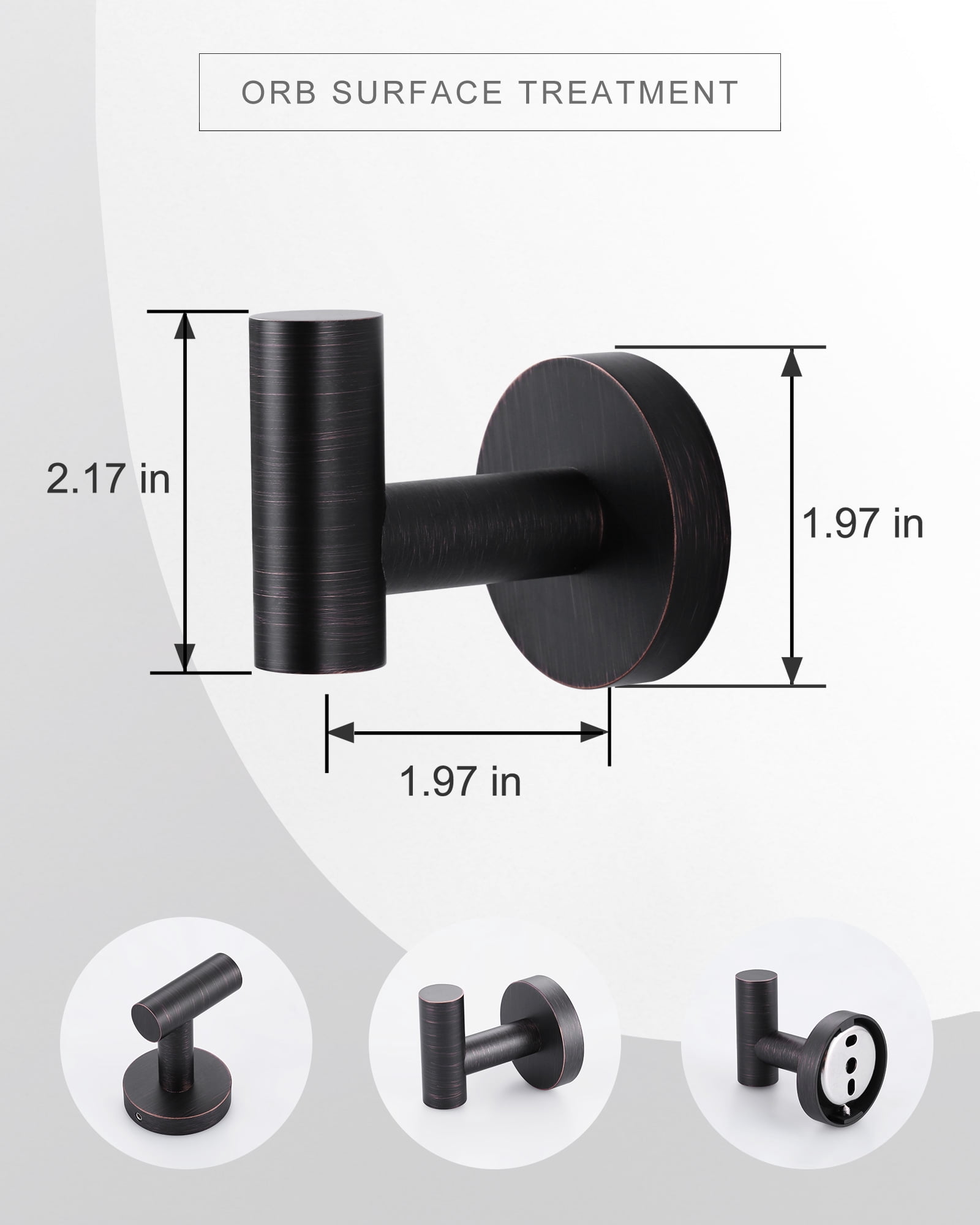 Wowow J-Hook Wall Mounted Bathroom Oil Rubbed Bronze Robe/Towel Hook in Stainless Steel (4-Pack)
