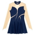 thumbnail image 4 of Alvivi Women Figure Ice Skating Dress Lyrical Dance Costume Long Sleeves Gymnastics Leotard Navy Blue M, 4 of 7