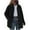 Black(Trend), variant on Coorders No Boundaries Women's Faux Suede Cropped Jacket, Women's Casual Lightweight Bottom Down Suede Jackets Coats ,Women's Plus Black,Size XL