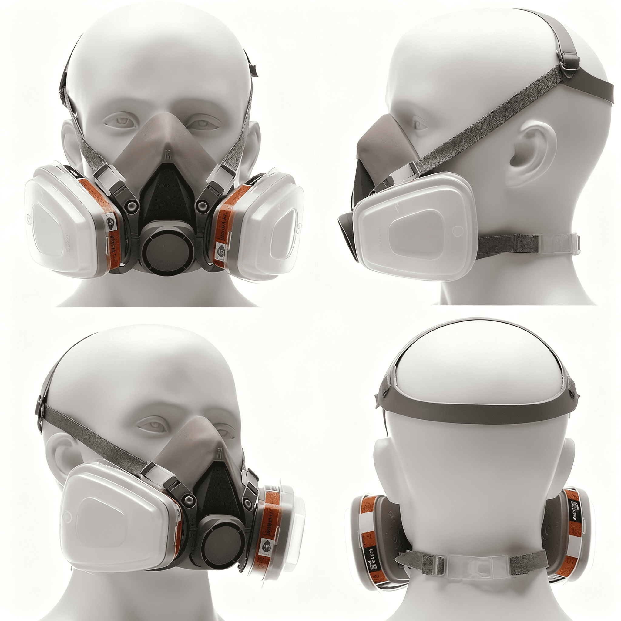 15-in-1 Half Face Mask Reusable Respirator with Organic Vapor Cartridges