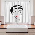 thumbnail image 2 of Ambesonne Abstract Face Kitchen Curtains, Close-Eyed Lady Art, 55"x45", Black White Vermilion, 2 of 3