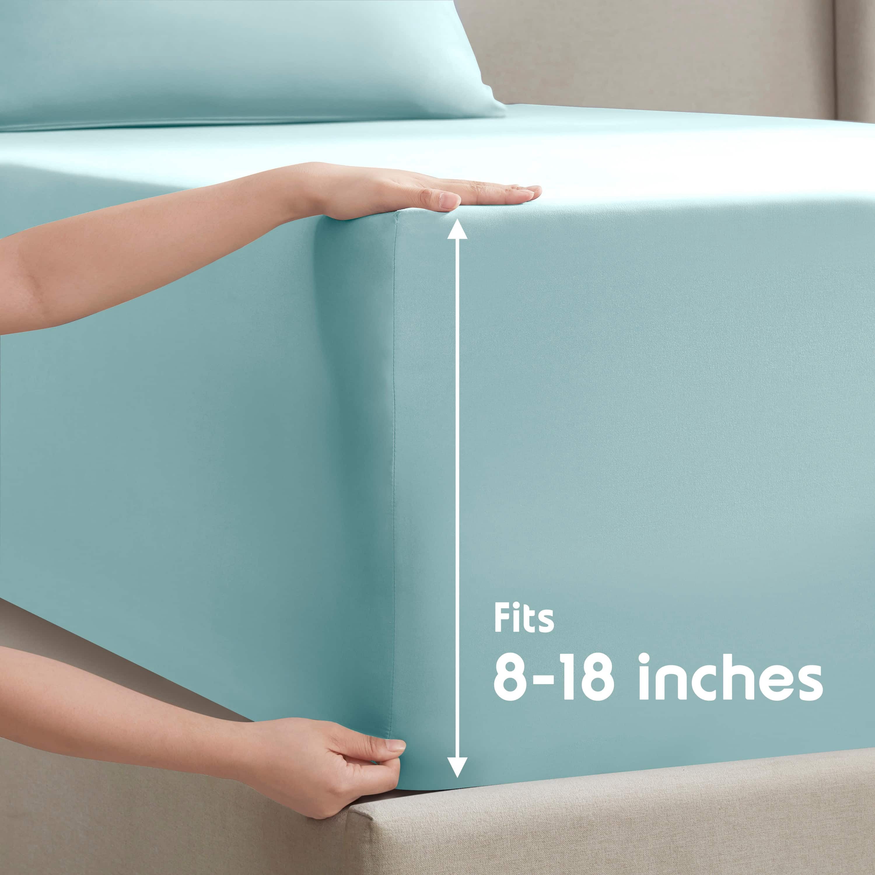 Lammaloe Full XL Size Sheets Set, Hotel Style Deep Pocket 4 Piece Bed Sheets, Luxury Soft Microfiber Sheet Sets, Aqua Blue