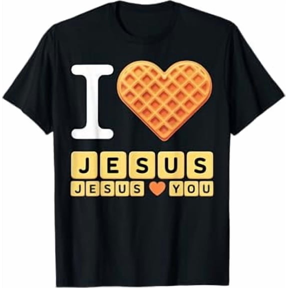 I Love Jesus Waffle Heart T-Shirt