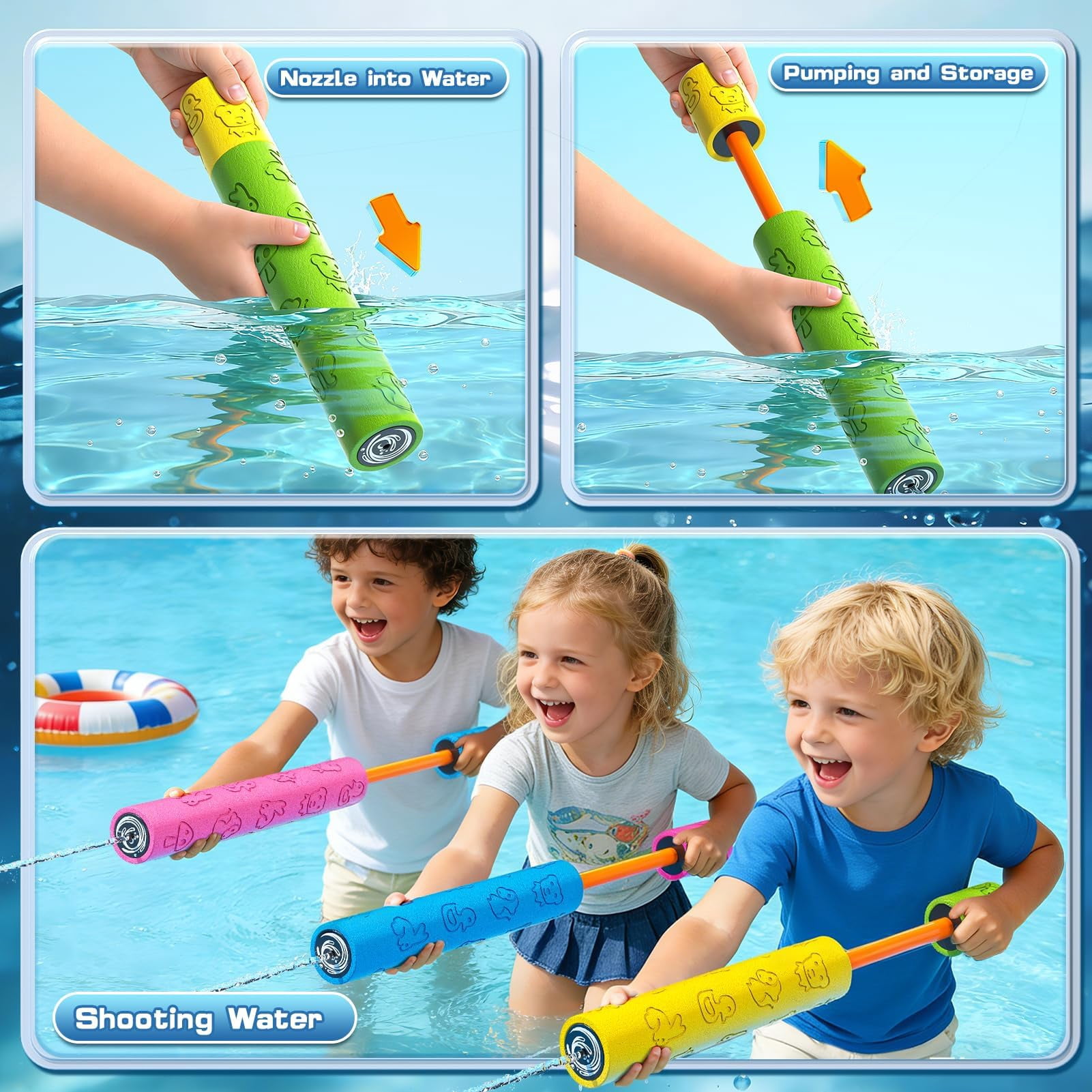 8 Pack Water Squirt Toys Pool Beach Outdoor Party Swimming Games