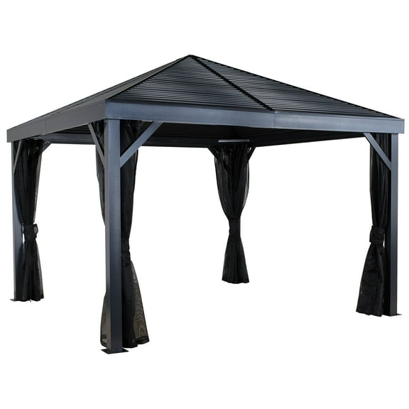 Sojag 12' X 12' South Beach Hardtop Gazebo Outdoor Weather-Resistant Aluminum Frame Shelter With Mosquito Net