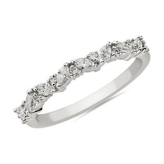 0.30 Carat Stunning Marquise Cut Natural Diamond Half Eternity Band for Engagement Solid 14K White Gold Size 7