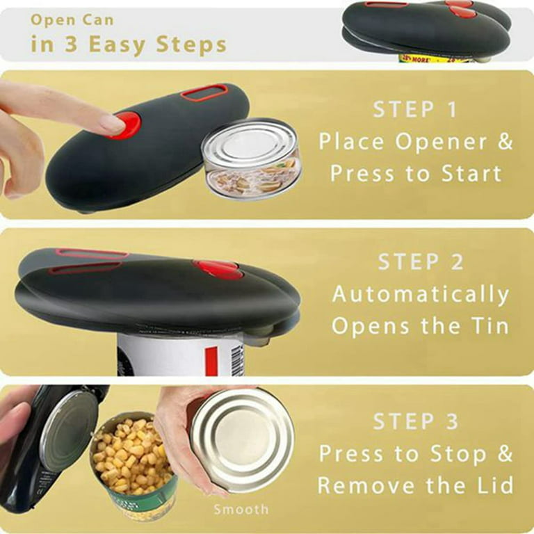 Electric Can Opener Open Your Cans with a Simple Push of Button - Smooth  Edge, Food-Safe and Battery Operated Handheld Can Opener 